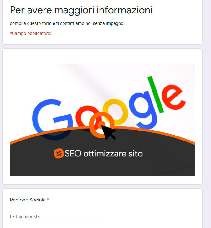mi ha chiamato Google: form contatto