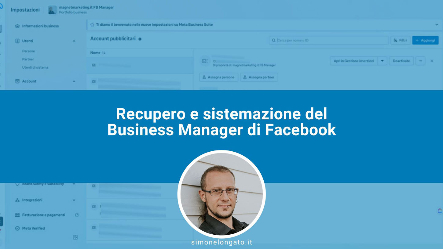 Recupero e sistemazione del Business Manager di Facebook